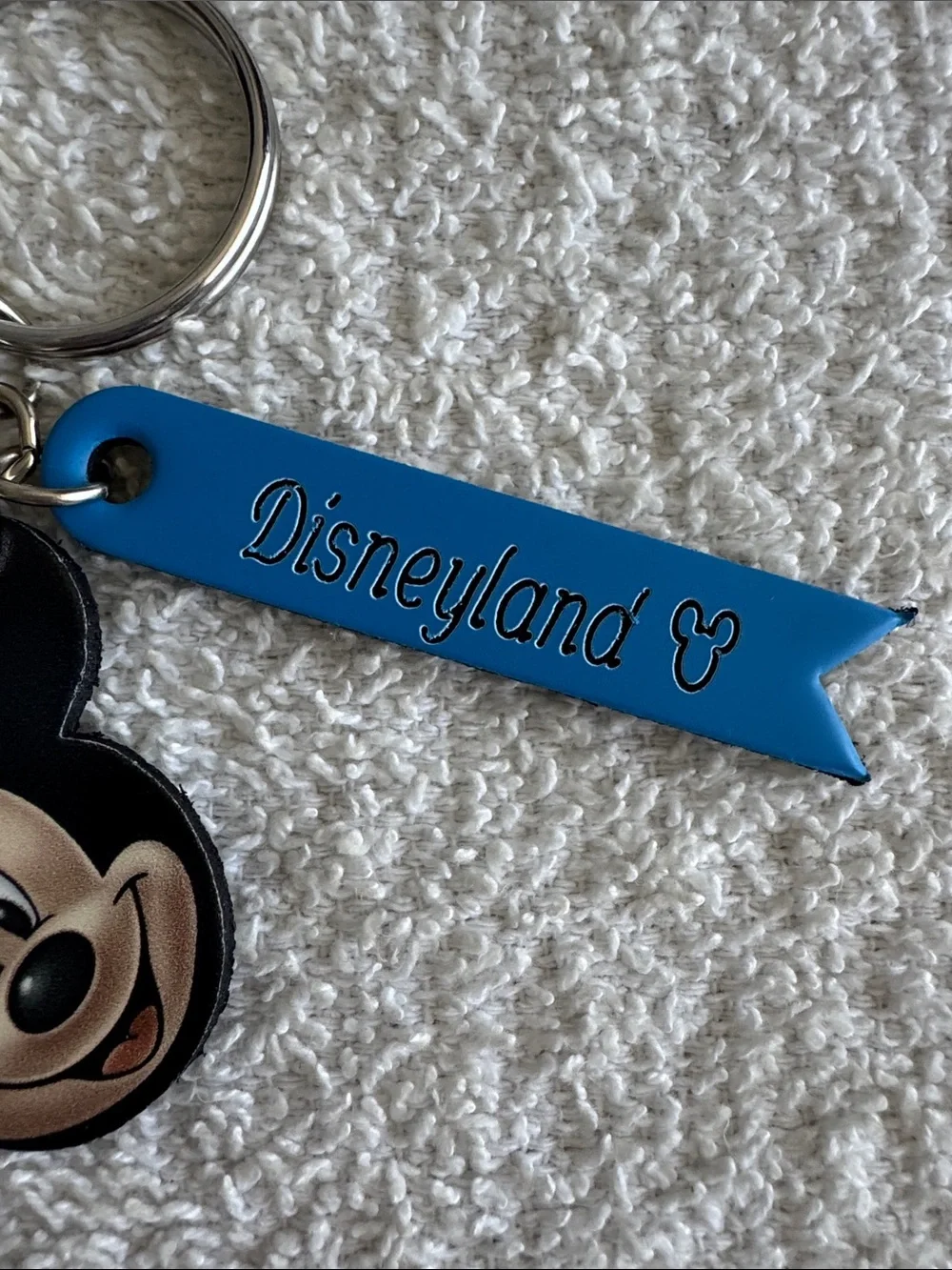 Disney Mickey Mouse Black and Blue Disneyland Leather Keychain Bag Charm